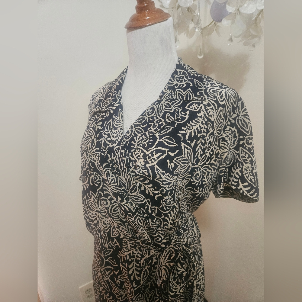 Vintage Tropical Tiki Wrap Dress 10